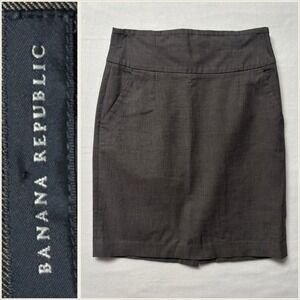 Banana Republic Womens 6 Pencil Skirt‎ Dark Gray Stretch Career Office